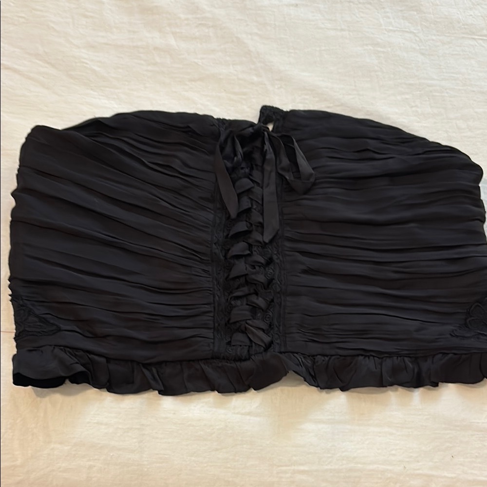 Free People Black Ruched Strapless Top